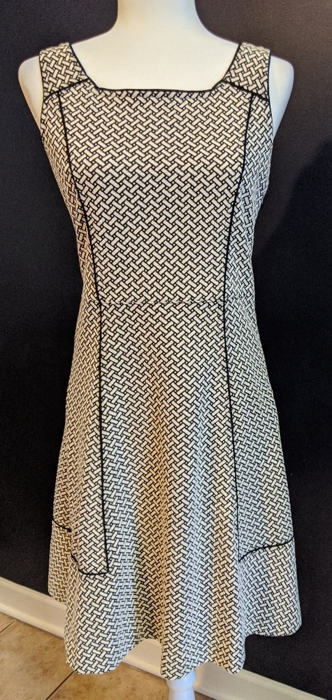 NWOT black and white fit and flare dress.